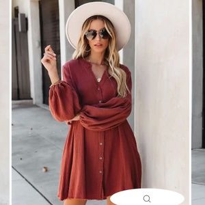 Vici Blakey cotton pocketed button dress